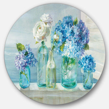 Coastl Flowers Bouquets - Beach Circle Metal Wall Decor